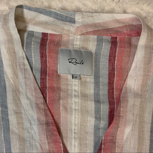 Rails Thea Striped Linen Tie-Front Top, Tropic - Picture 3 of 4